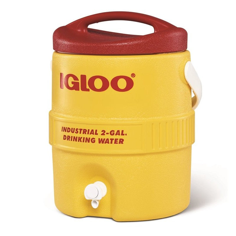 Igloo 400 Series 00000421 Water Cooler, 2 gal Tank, Lever Spigot, Polyethylene, Red/Yellow