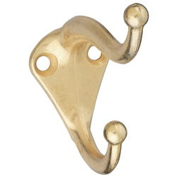 Ball End Coat And Hat Hooks Bright Brass 2 Pack