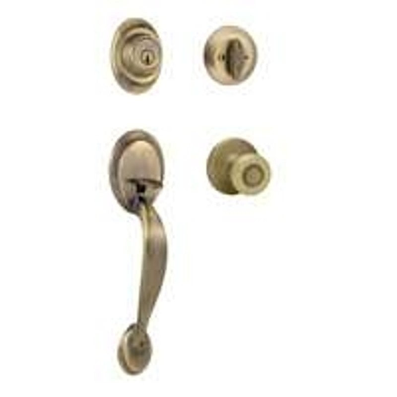 Kwikset 687 DAXT5SMTCP Combination Lockset, Dakota Design, Antique Brass, Knob Interior Handle, 3 Grade, Metal