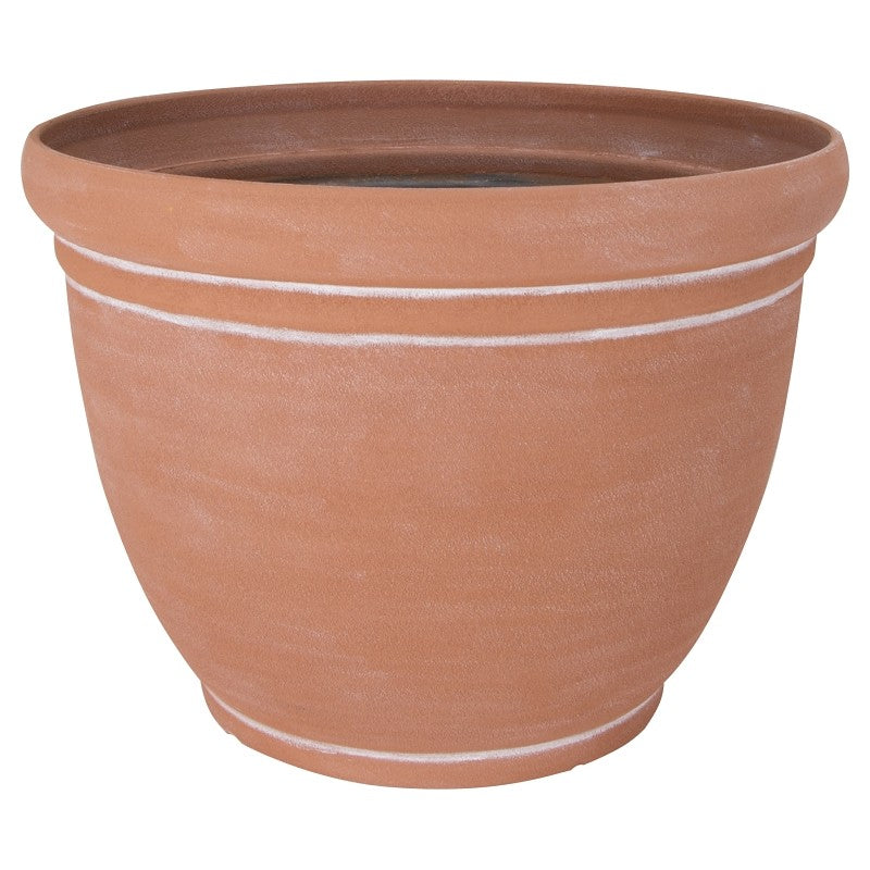 Landscapers Select PT-S060 Planter, 18 in Dia, 13-3/4 in H, Round, Resin, Terra Cotta, Terra Cotta (Pack of 6)