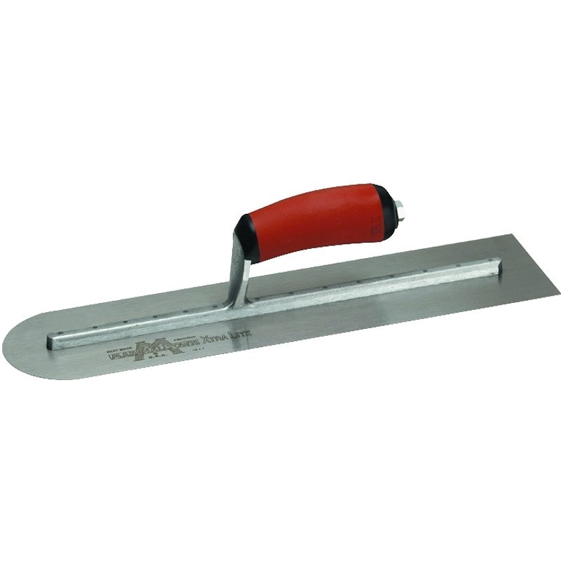 Marshalltown MXS66RED Finishing Trowel, 16 in L Blade, 4 in W Blade, Spring Steel Blade, Front Round End, Curved Handle