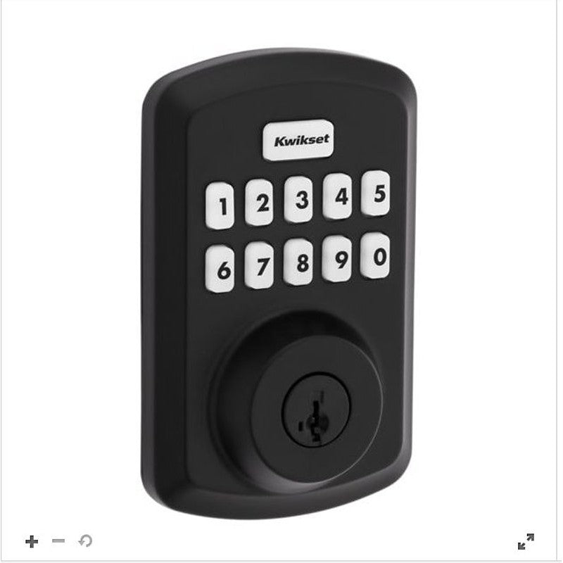 Kwikset Powerbolt 250 992500-004 Keypad Electronic Lock, 3 Grade, Zinc, Matte Black, KW1 Keyway