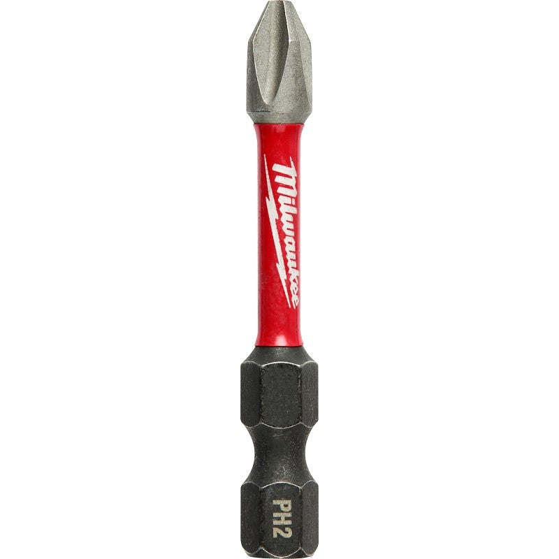 Milwaukee SHOCKWAVE 48-32-4462 Power Bit, #2 Drive, Phillips Drive, 1/4 in Shank, Hex Shank, 2 in L, Steel, 1/PK (Pack of 3)