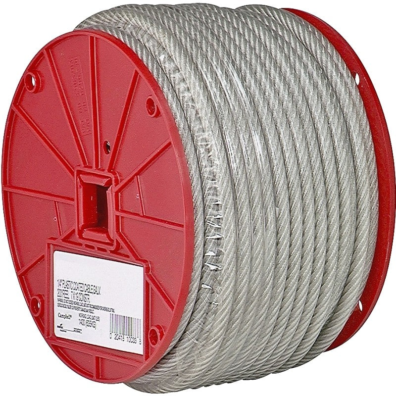 Campbell 7000897 Aircraft Cable, 1/4 in Dia, 200 ft L, 1400 lb Working Load, Steel