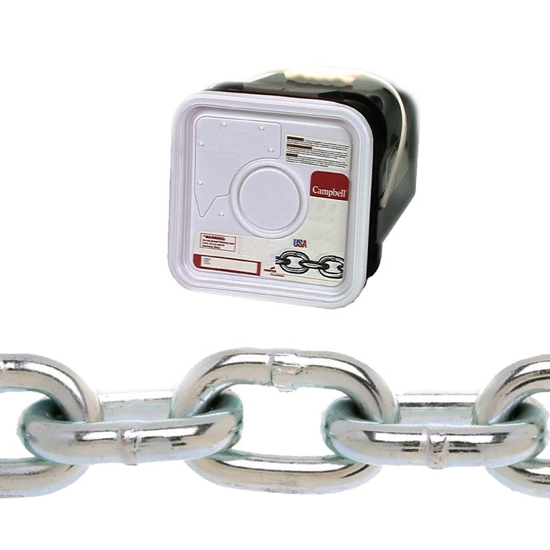 Campbell 014-3336 Proof Coil Chain, 3/16 in, 150 ft L, 30 Grade, Steel, Galvanized