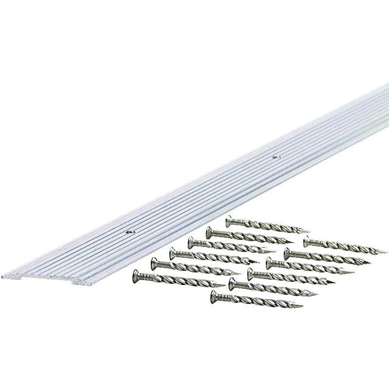 M-D 78097 Seam Binder, 72 in L, 1-9/32 in W, Fluted Surface, Aluminum, Mill/Silver