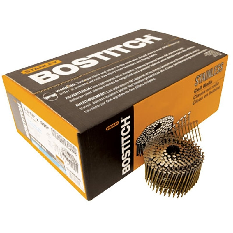 Bostitch C7R90BDSS-316 Series Siding Nail, Wire Coil Collation, 2-3/16 in L, Stainless Steel, Ring Shank