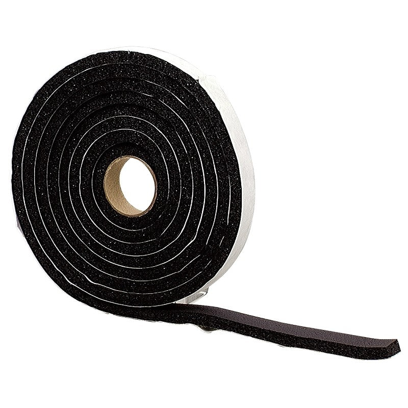 M-D 06593 Premium Weatherstrip Tape, 3/4 in W, 10 ft L, Rubber, Black, 12/PK