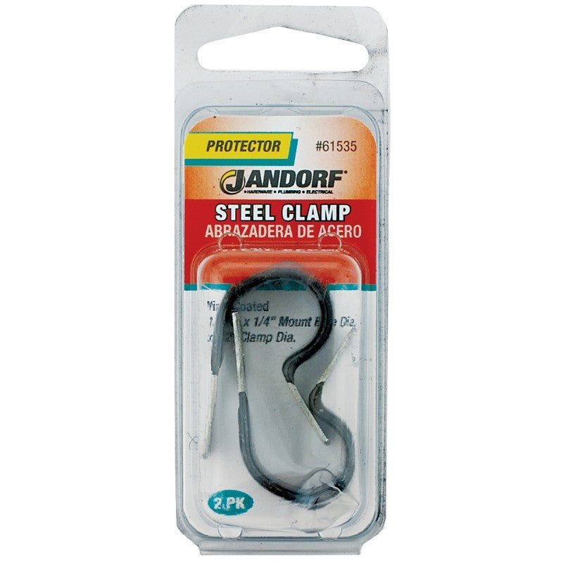Jandorf 61535 Loom Clamp, 1/2 in Max Bundle Dia, 1/2 in W, Steel/Vinyl, Black