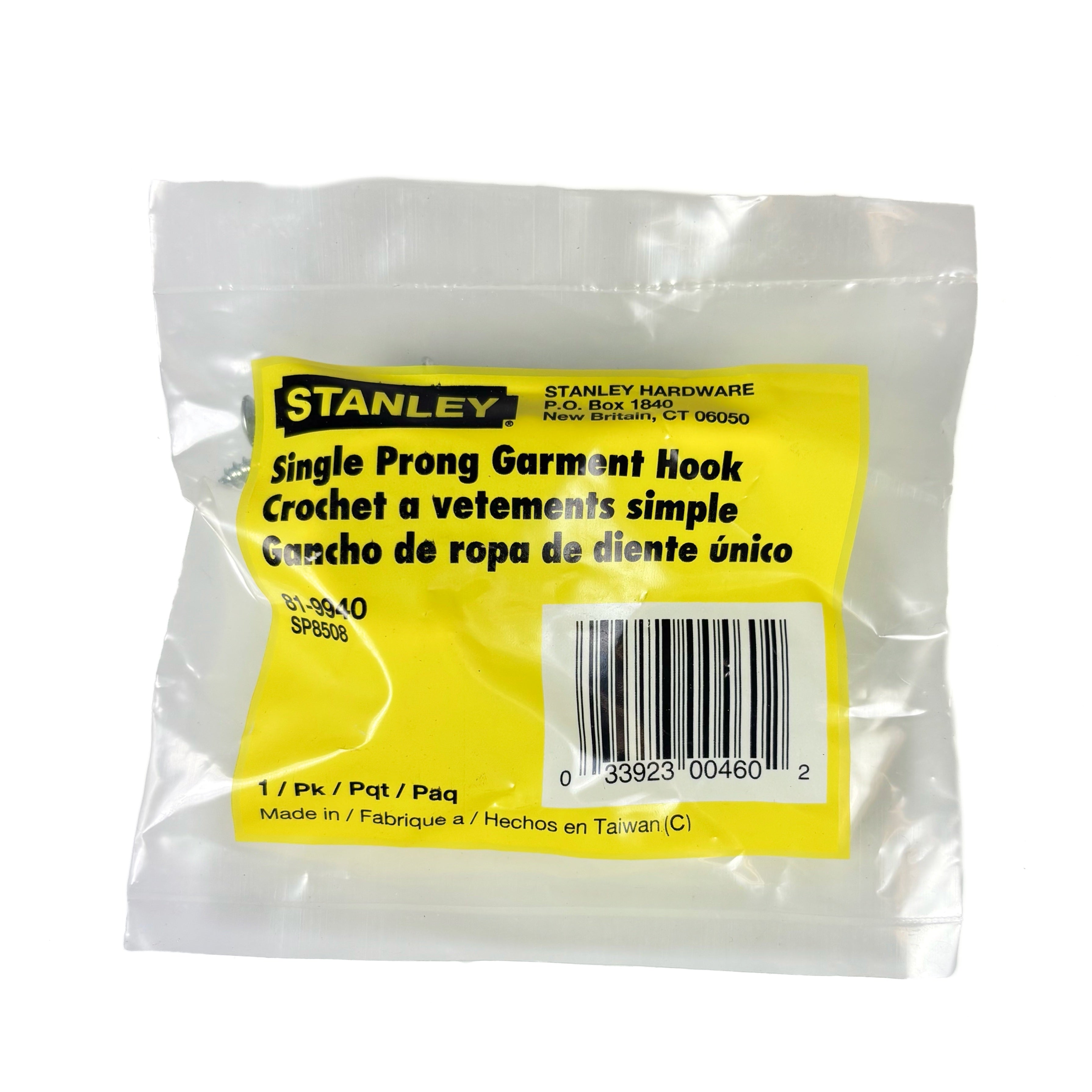 Screw Mount Garment Hook White Plastic (POS)