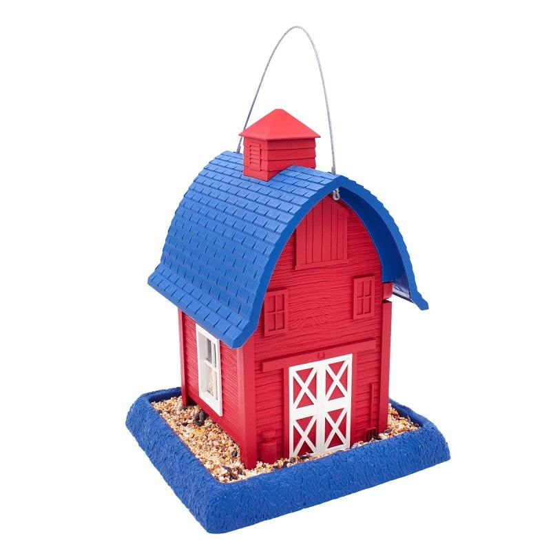 North States Village Series 9054 Hopper Bird Feeder, Americana Barn, 5 lb, Safflower Seed, Sunflower Seed, Wild Bird
