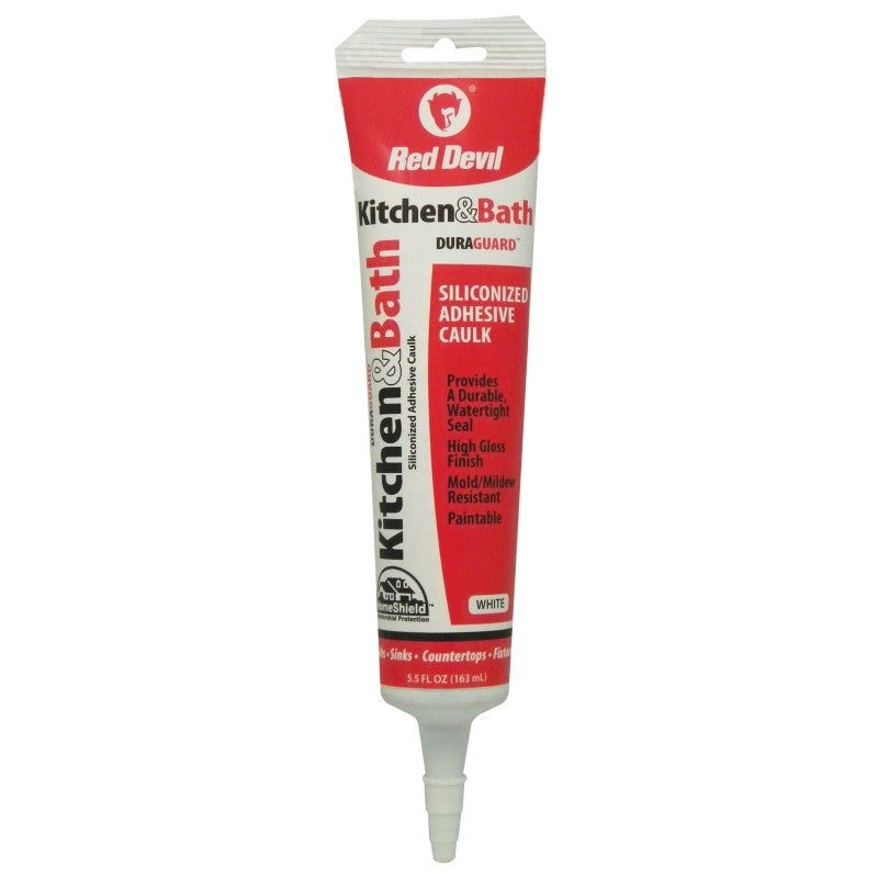Red Devil DuraGuard 0405 Acrylic Caulk, White, -20 to 180 deg F, 5.5 oz Squeeze Tube