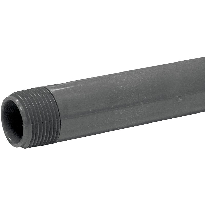 Genova P-1-8 Pipe Nipple, 1 in, MIP x MIP, PVC, Gray, SCH 80 Schedule, 8 in L