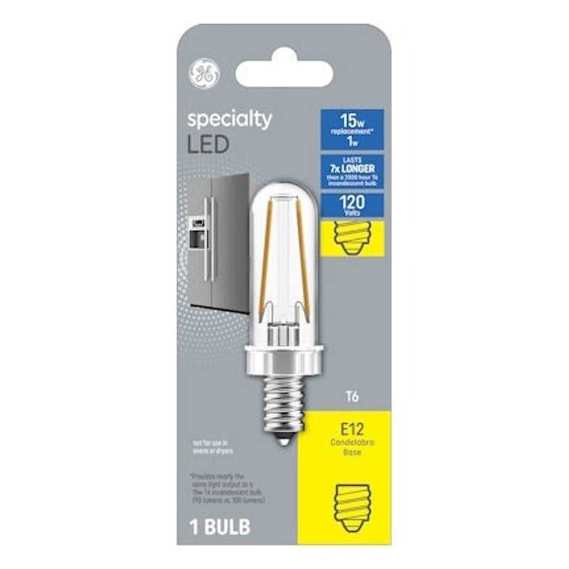 GE 13404 LED Bulb, T6 Lamp, 15 W Equivalent, E12 Candelabra Lamp Base, Soft White Light, 2700 K Color Temp (Pack of 4)