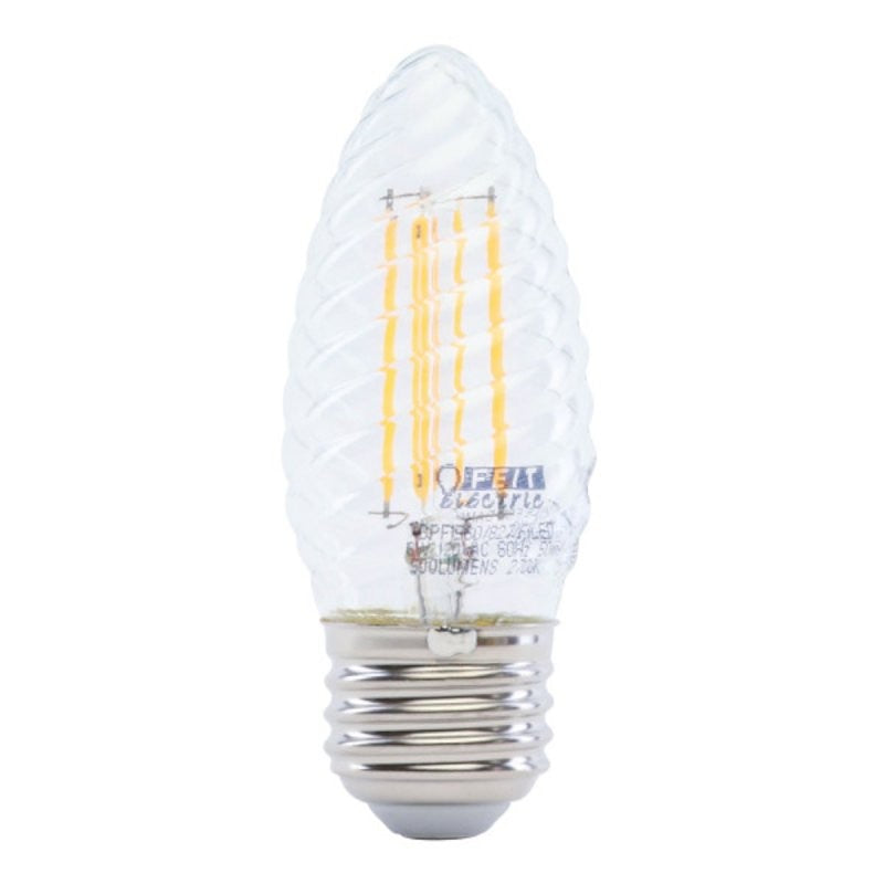 Feit Electric BPF1560/827/FILED LED Bulb, Decorative, 500 Lumens, 6 W, F15 Lamp, 60 W Equivalent, E26 Lamp Base, Clear (Pack of 6)