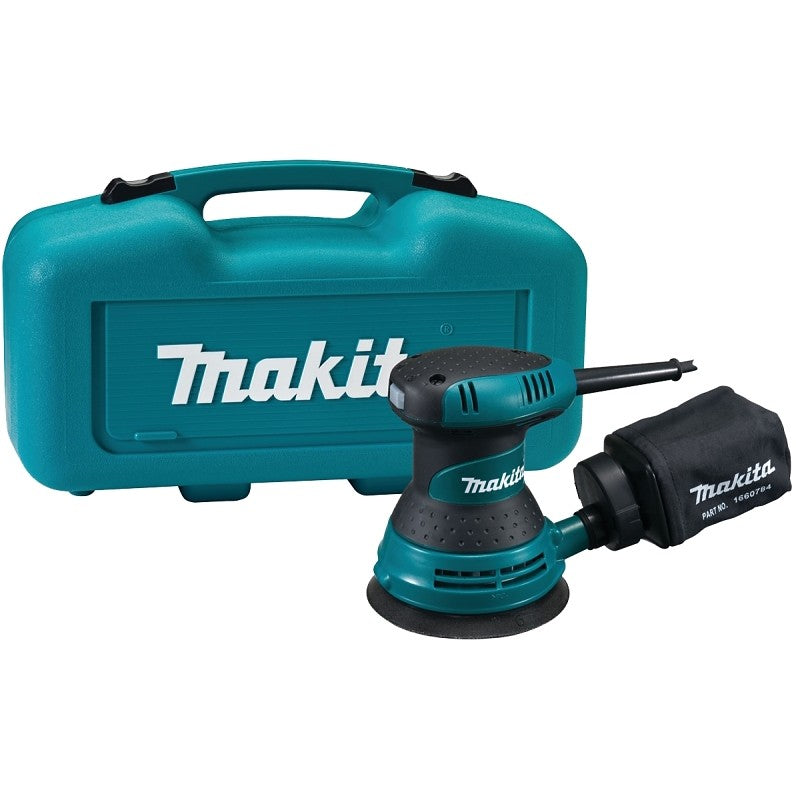 Makita BO5030K Series Random Orbit Sander, Includes: (1) Dust Bag (166078-4), (1) Plastic Tool Case (183782-0), 3 A