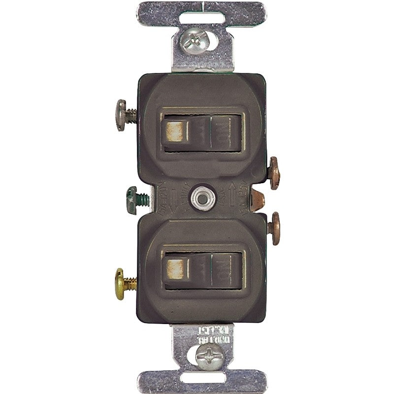 Eaton Wiring Devices 271B-BOX Combination Toggle Switch, 15 A, 120/277 V, Screw Terminal, Brown