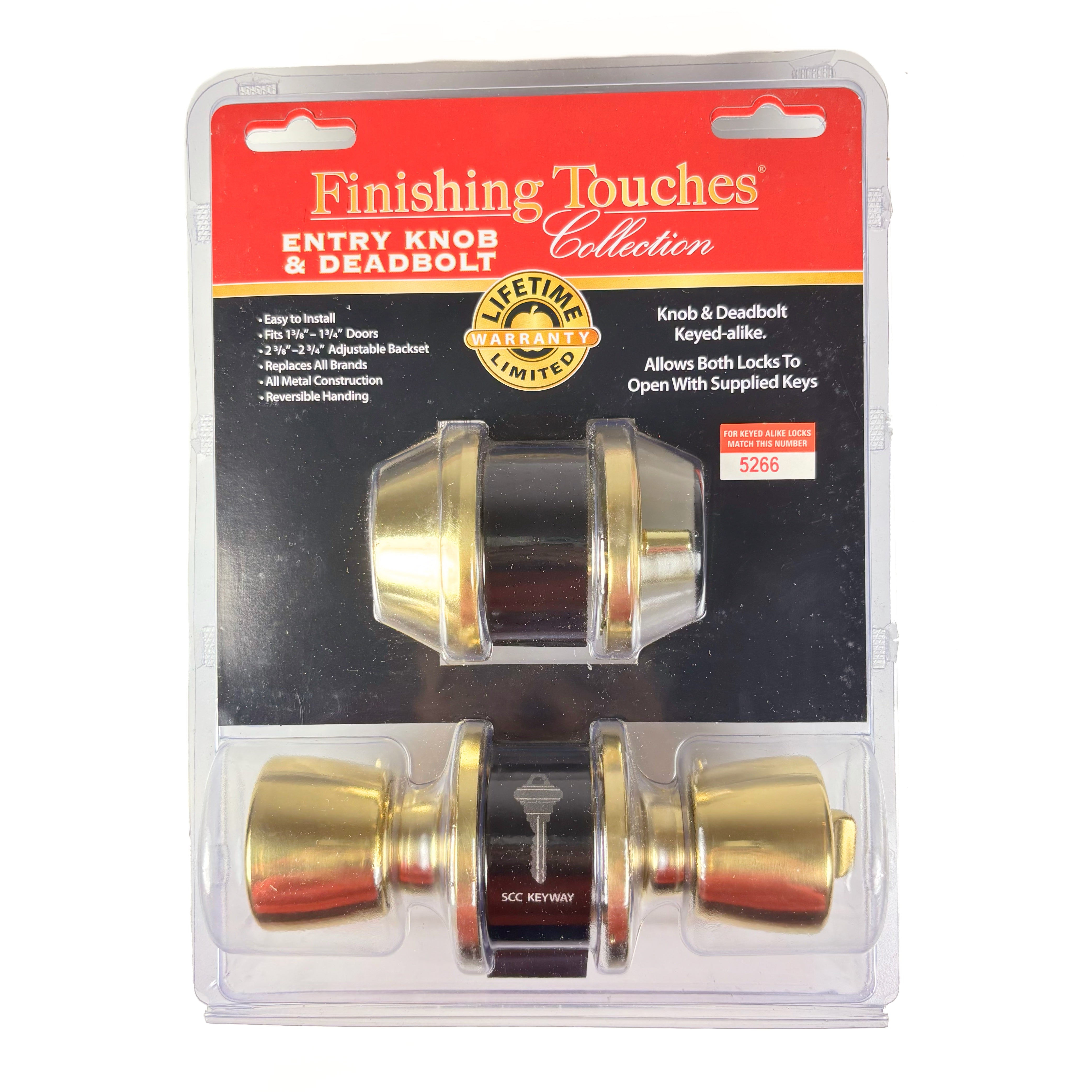 Keyed Entry And Single Cylinder Deadbolt Set Polished Brass Keyed-Alike Grade 3