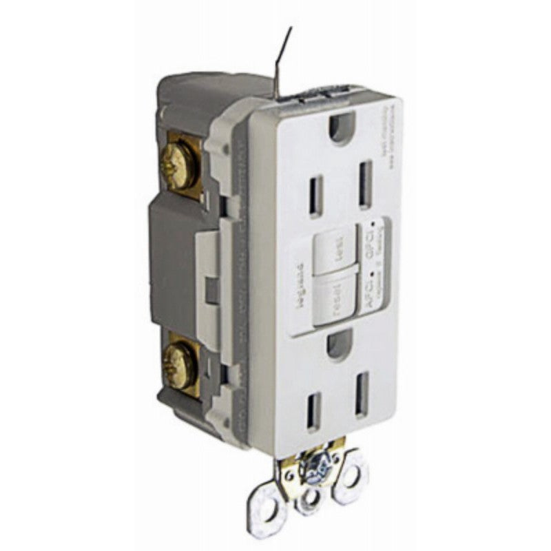 Legrand Radiant Series AFGF153TRWCC4 Self-Testing Outlet, 125 V, 15 A, NEMA: NEMA 5-15R, White