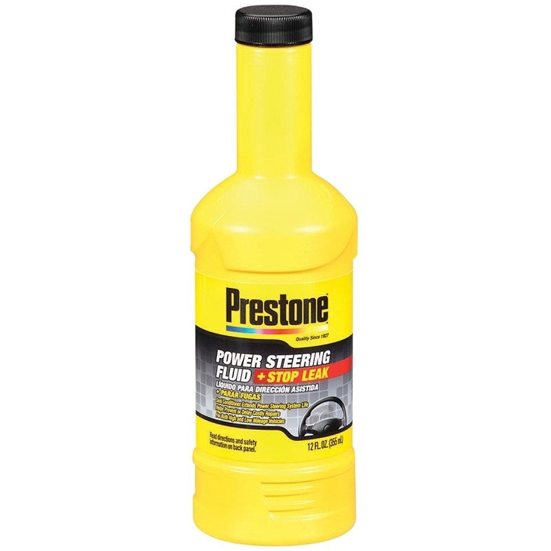 Prestone AS-262 Power Steering Fluid with Stop Leak Clear Amber, 12 oz Bottle