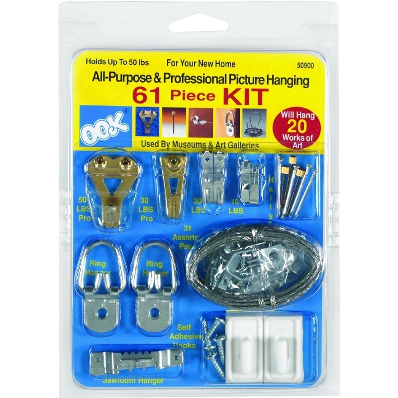 OOK 50900 Picture Hanging Kit, 10 to 30 lb, Steel, Zinc