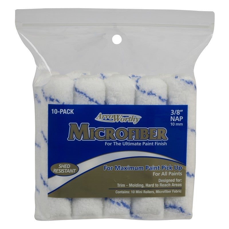 Arroworthy 6.5-MFR3CK Mini Roller Cover, 3/8 in Thick Nap, 6-1/2 in L, Microfiber Cover