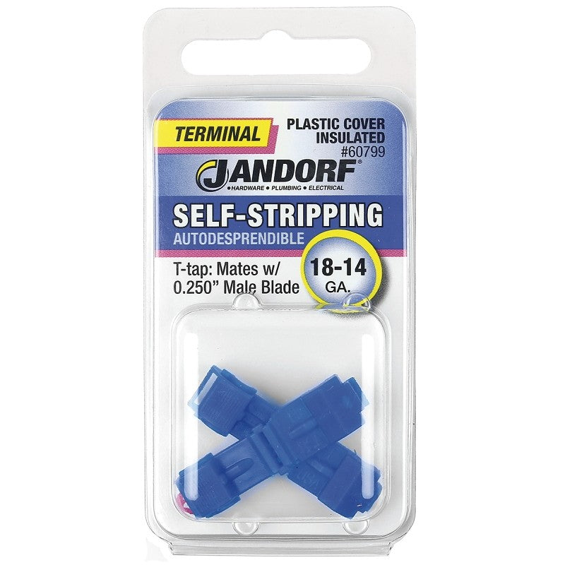 Jandorf 60799 Terminal, 18 to 14 AWG Wire, Plastic Insulation, Copper Contact, Blue