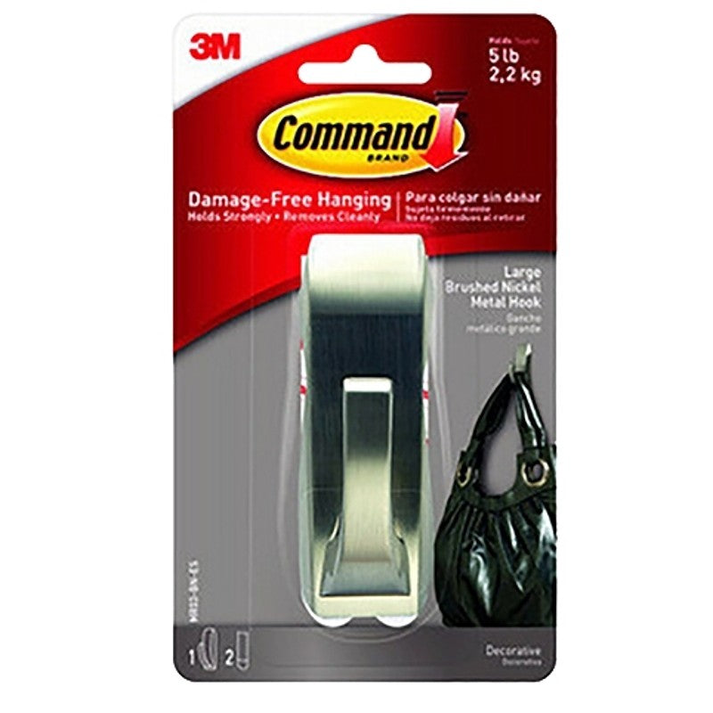 Command Modern Reflections Series MR03-BN-ES Large Hook, 5 lb, 1-Hook, Metal