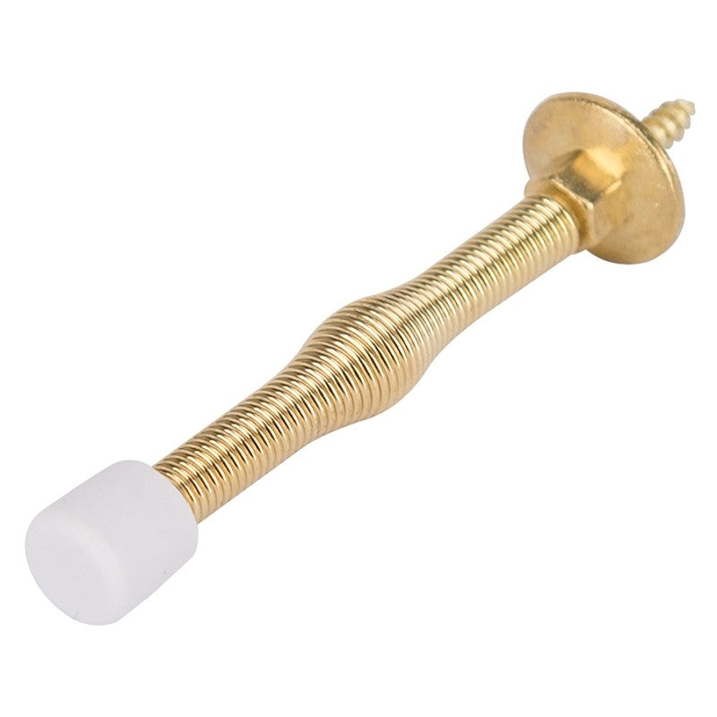 ProSource H61-Z010C-PS Light-Duty Door Stop, 3/4 in Dia Base, 3 in Projection, Plastic & Steel, Polished Brass