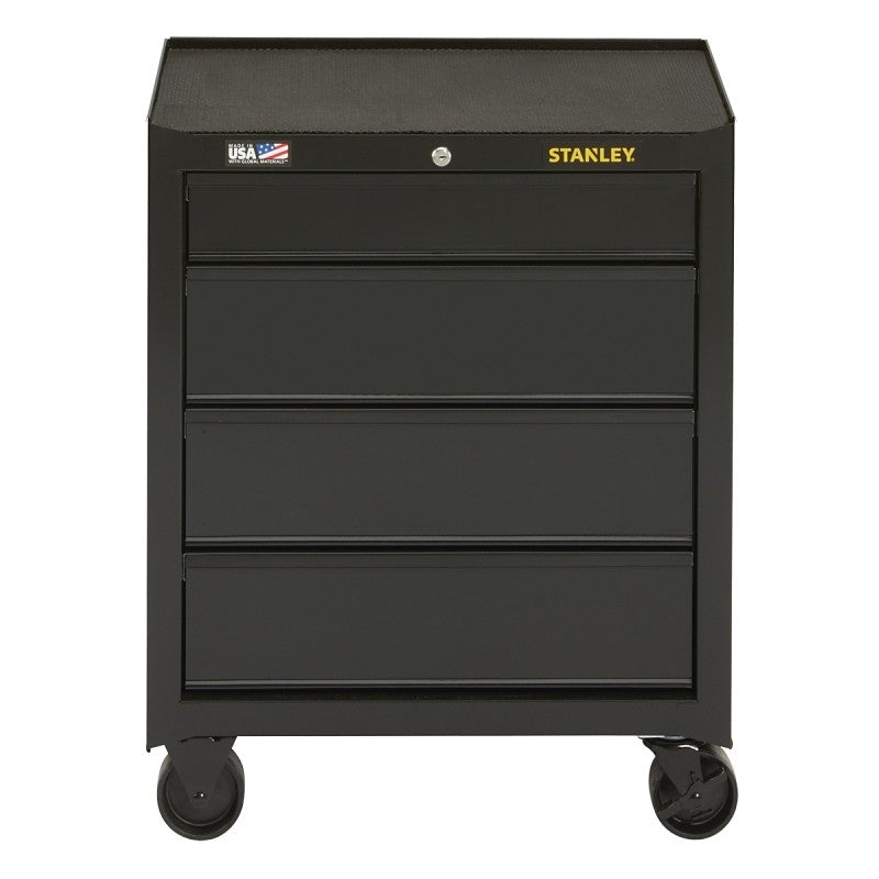 STANLEY STST22742BK Rolling Tool Cabinet, 8030 cu-in, 26-1/2 in OAW, 32 in OAH, 18 in OAD, Steel, Black, 4-Drawer