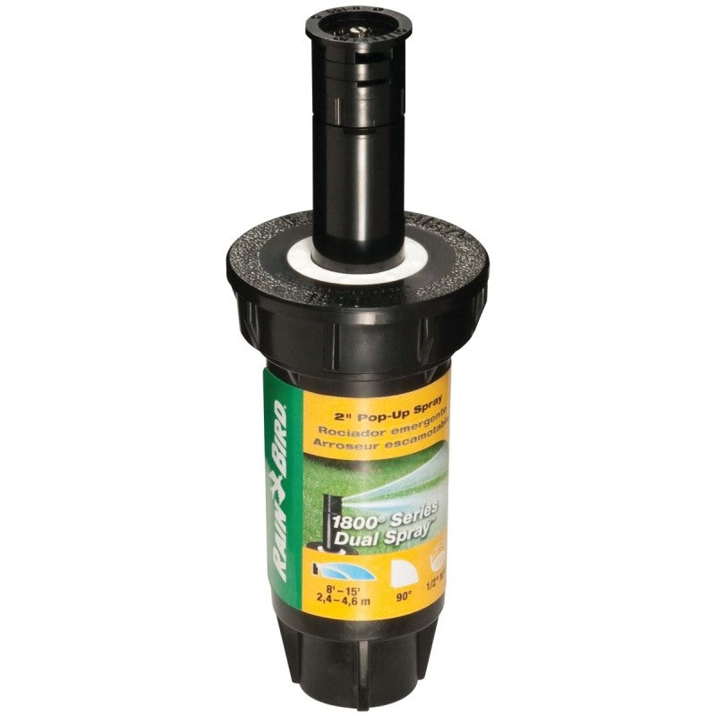 Rain Bird 1802QDS Spray Head Sprinkler, Part-Circle, 1/2 in Connection, FNPT, 0.1 gpm, 8 to 15 ft, Plastic