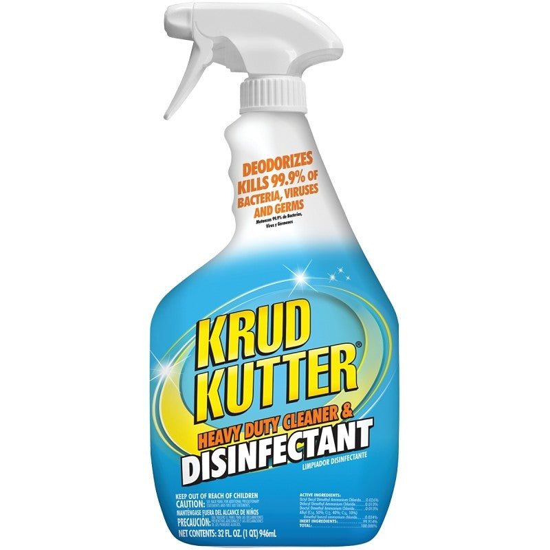 Krud Kutter DH326 Cleaner and Disinfectant, 32 oz, Clear, Liquid