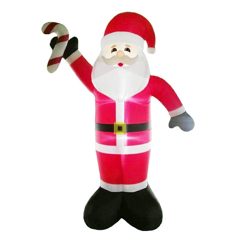 Hometown Holidays 90347 Christmas Inflatable Santa/Candy Cane, 19 ft H, Nylon, Red