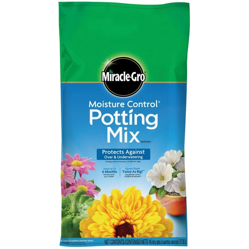 Miracle-Gro Moisture Control 75586300 Potting Mix, Solid, 16 qt Bag
