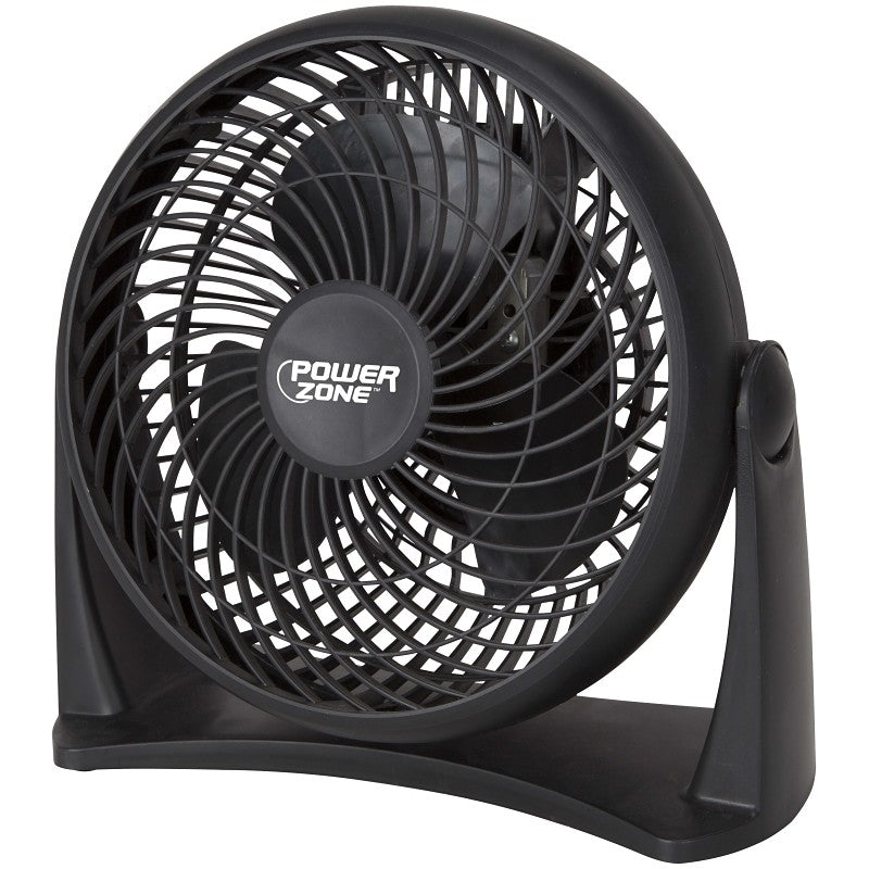 PowerZone AC-08 Turbo Fan, 120 VAC, 8 in Dia Blade, 3-Blade, 3-Speed, 90 deg Rotating, Black