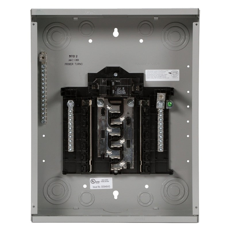 Siemens SN SN1224B1100 Assembled Load Center, 100 A, 12 -Space, 24 -Circuit, Main Breaker, Plug-On Neutral, Gray