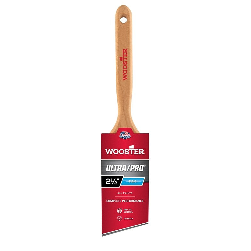 Wooster 4174-2-1/2 Paint Brush, Purple/Sable Brown, Maple Wood Handle, 2-1/2 in W, Angle Sash Brush, Sash Handle