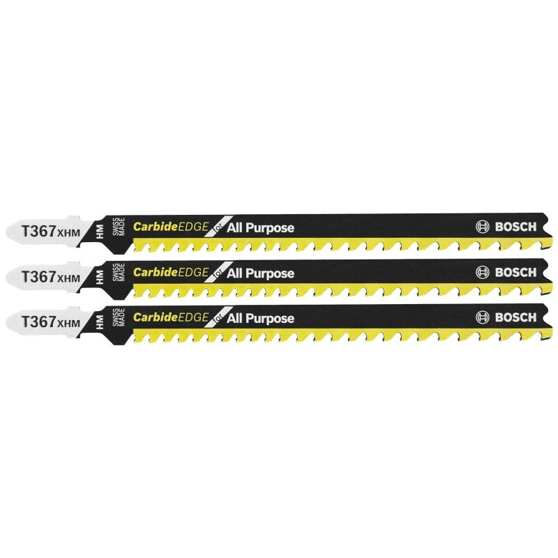 Bosch T367XHM3 Jig Saw Blade, 0.35 in W, 5-1/4 in L, 5/7 TPI, Carbide Cutting Edge (Pack of 5)