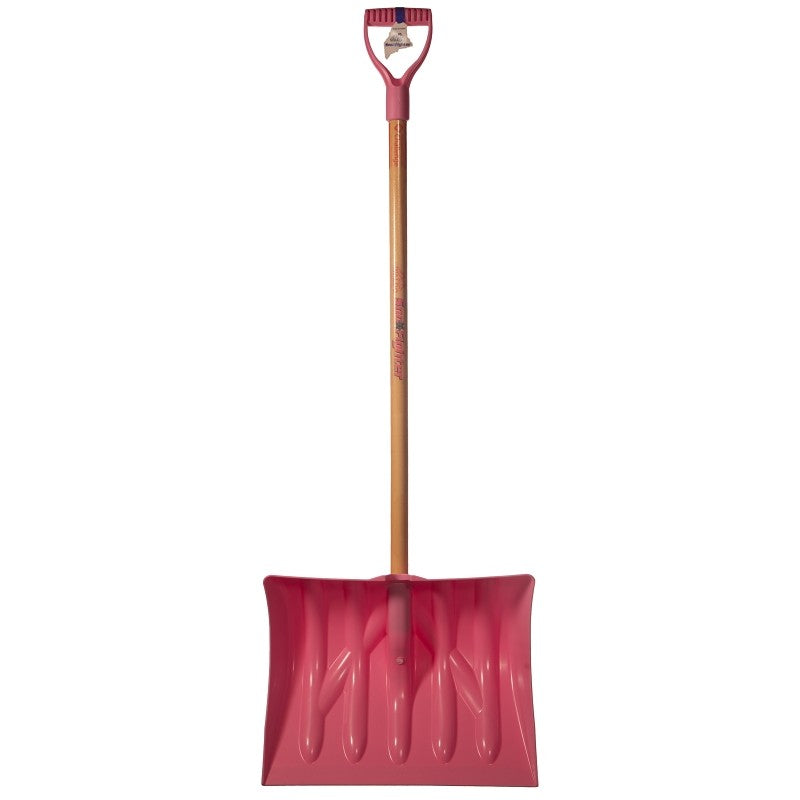 Mount Waldo Plastics 18SFWP Snow Shovel, 18 in W Blade, 5-1/2 in L Blade, Plastic Blade, 51-1/2 in OAL, Pink