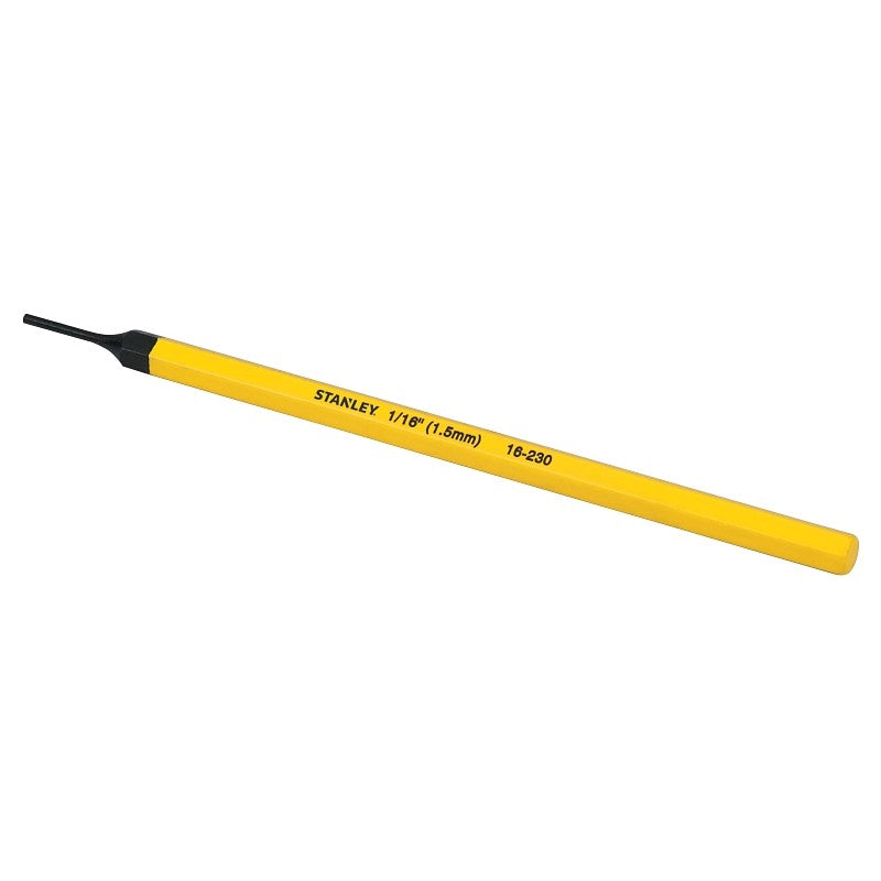 STANLEY 16-230 Pin Punch, 1/16 in Tip, 6 in L, 1/4 in Dia Shank, Hex Shank, Chrome Vanadium Steel