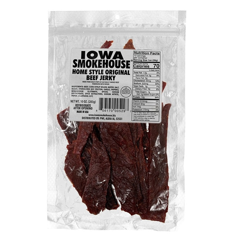Iowa Smokehouse IS-10JN Beef Jerky, Original, 10 oz, Pack (Pack of 6)