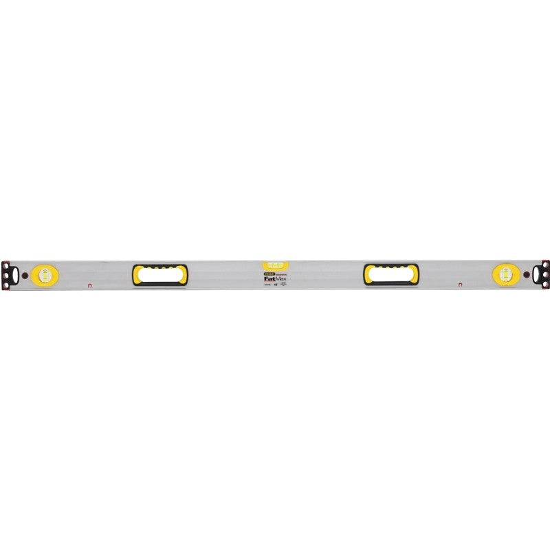 STANLEY 43-549 Box Beam Level, 48 in L, 3-Vial, 2-Hang Hole, Magnetic, Aluminum, Silver/Yellow