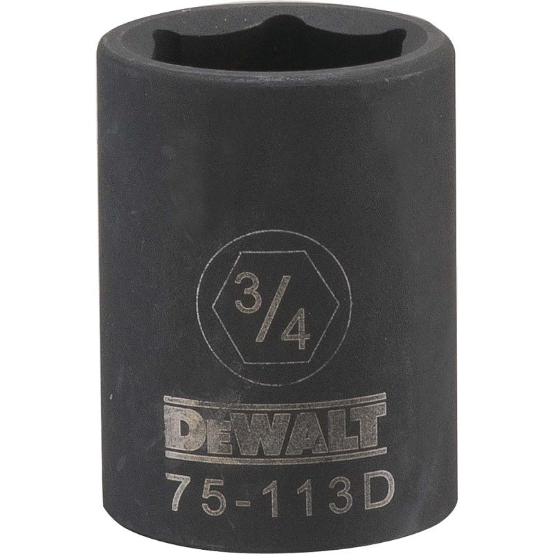 DEWALT DWMT75113OSP Deep Impact Socket, 3/4 in Socket, 1/2 in Drive, 6-Point, Steel, Black Oxide