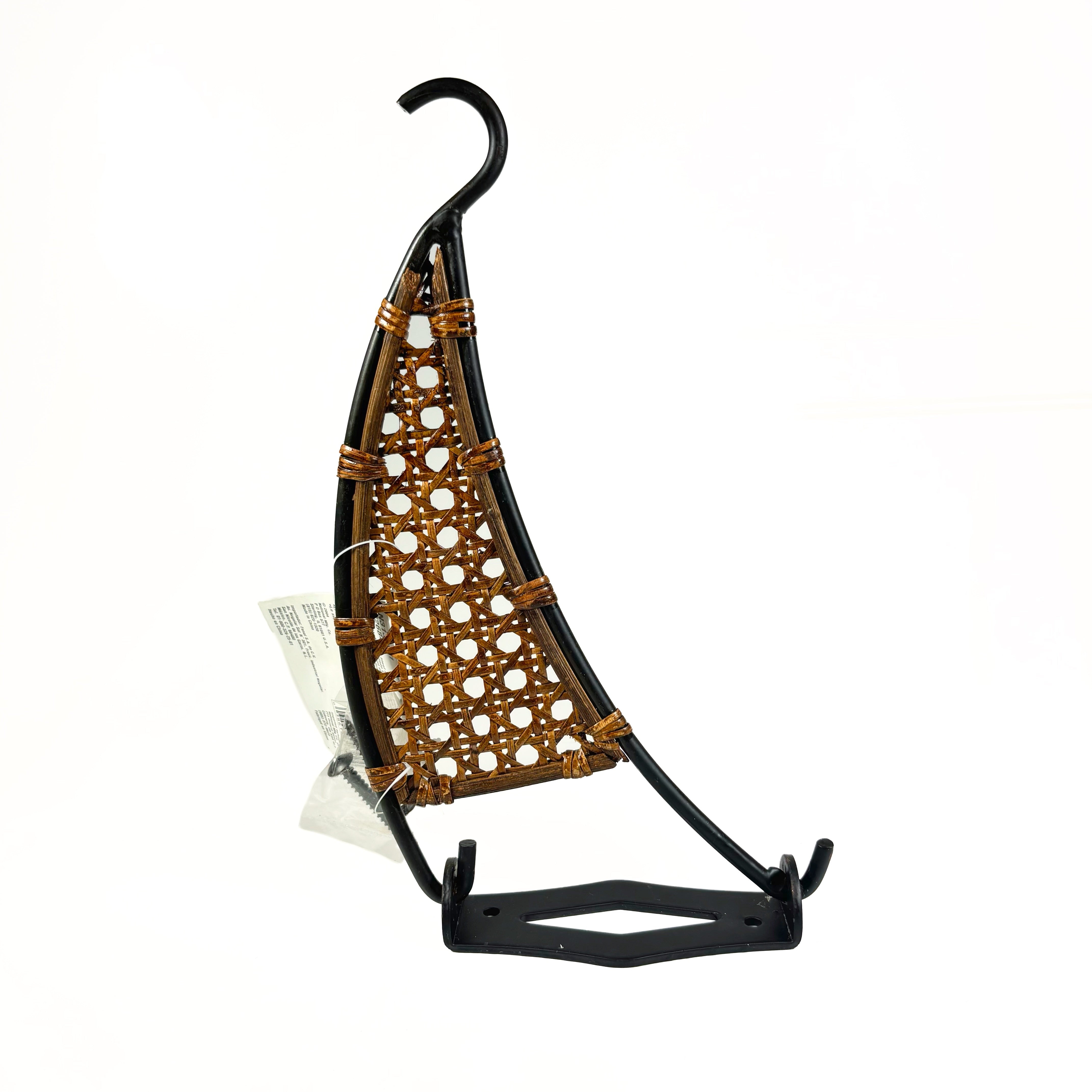 Designer Swivel Brackets With Black Powder Coated Steel & Natural Tone Wicker Inlay