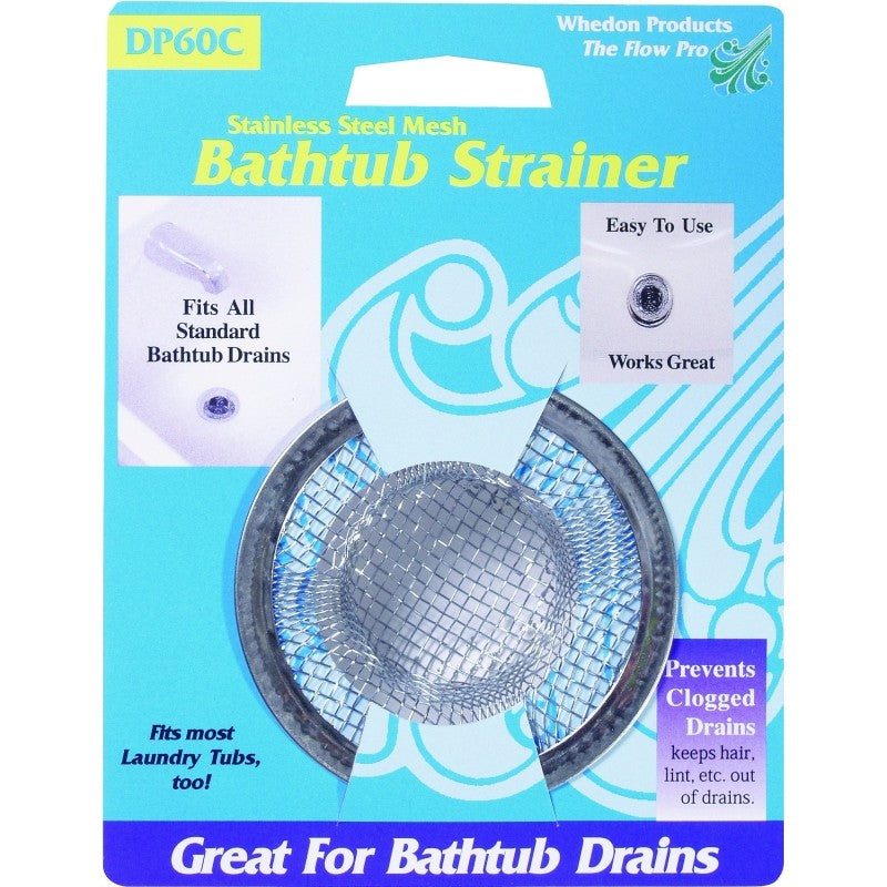 Whedon DP60C Bathtub Strainer with Ring, Stainless Steel
