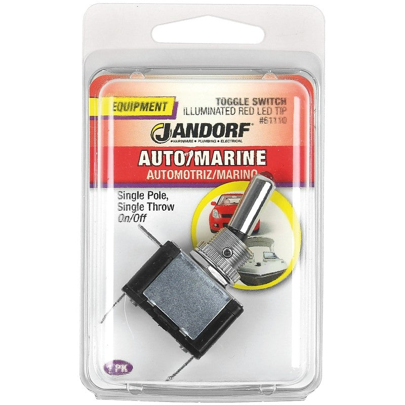 Jandorf 61110 Switch, 20 A, 12 VDC, SPST, Tab Terminal, Red