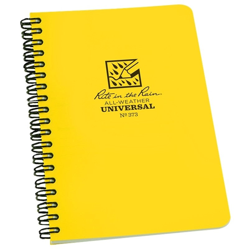 Rite in the Rain 373 Side Spiral Notebook, Universal Sheet, 7 in L x 4-7/8 in W Sheet, 32-Sheet, White Sheet