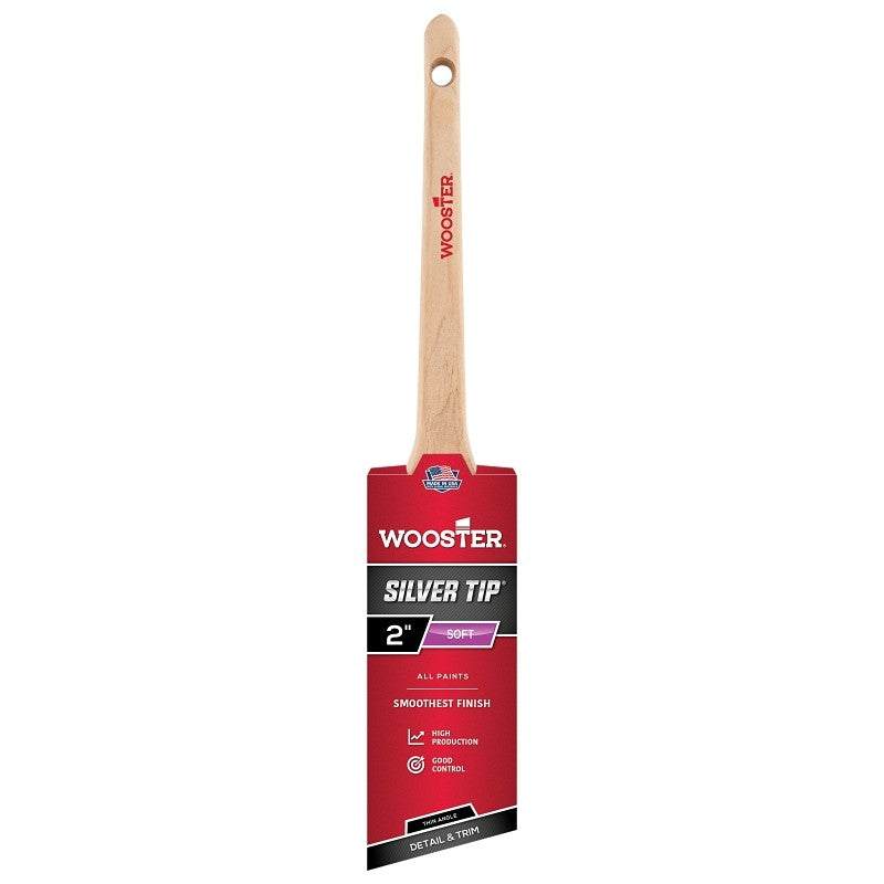 Wooster 5224-2 Paint Brush, Silver/White, Birch Hardwood Handle, 2 in W, 2-7/16 in L Bristle, Polyester Bristle