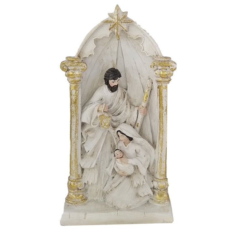 Santas Forest 89939 Nativity Scene, 13.5 in H, Nativity Scene Figurine, Resin, White/Gold (Pack of 6)