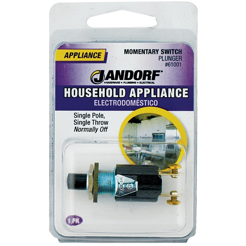 Jandorf 61001 Switch, 0.25/0.75 A, 125/250 V, SPST, Screw Terminal, Black/Silver